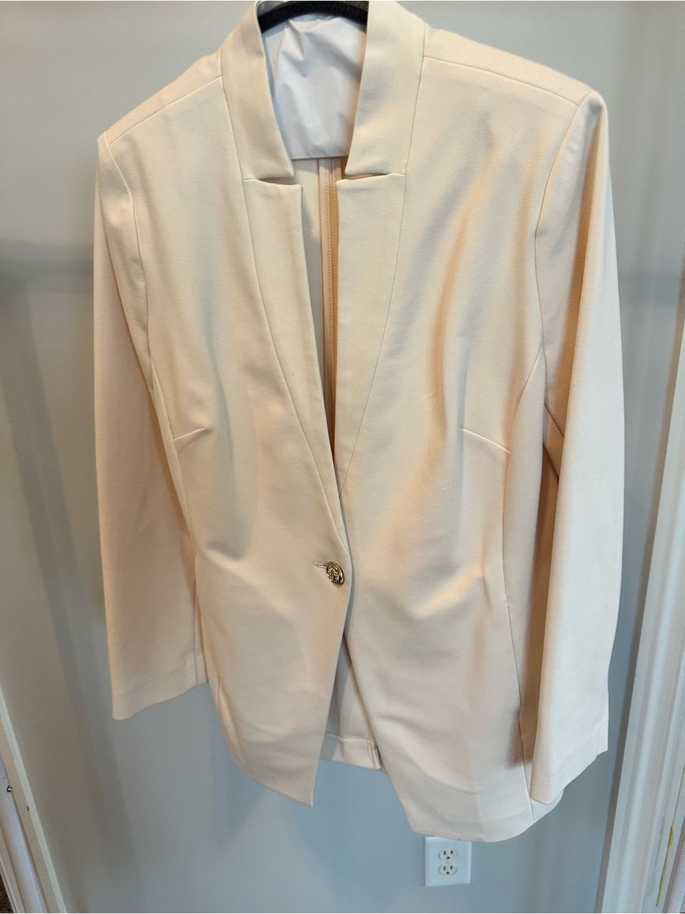 Chico's Women's Cream Single-Button Blazer Jacket